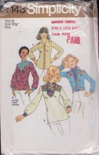 1970s Vintage Shirts Tops Yokes Hippie SZ 10 Simplicity 7143 Uncut RARE picture