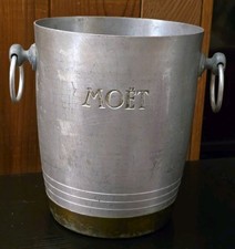 Vintage French Moet & Chandon Champagne Ice Bucket - Aluminum & Brass Patina picture