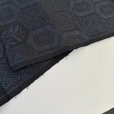 Indigo Hexagon #A 14.5x40 Vintage Oshima Tsumugi Japanese Silk Fabric OV51 picture