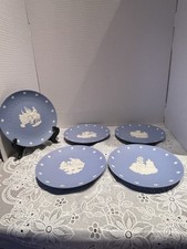Wedgwood 1776-1976 American Independence 8in Blue Jasperware Plate Set of 5 USA picture