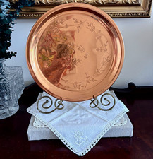 Vintage Princess House No. 301 copper etched floral serving tray. picture