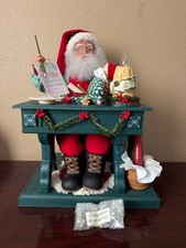 Vintage 1994 Holiday Creations Animated Painting Santa Musical Lighted Figure picture