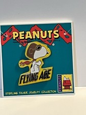 Peanuts United Feature Syndicate Sterling Silver Snoopy Flying Ace Pin NEW picture