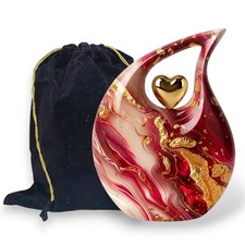 Teardrop Cremation Urn Red Heart Accent 10