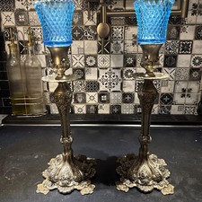 Antique French Elegant Pair of Bronze Candlesticks Louis XV Style 19th Century picture