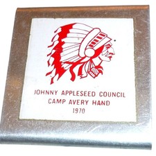 Vintage 1970 Johnny Appleseed Council Camp Avery Hand BSA Neckerchief Slide picture