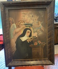 VINTAGE ST RITA OF CASCIA LITHOGRAPHY with Frame picture