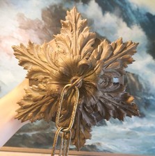 Vintage Brass Bronze French Ceiling Canopy Lamp Chandelier Part Acanthus gilted picture