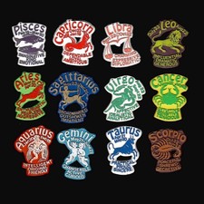12x Lot Vtg Horoscope Set Astrology Novelty Magnet Rubber Flexible Fridge '70s picture