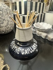 Vintage French Black & White Ceramic Matchstick Cloche/Holder From France~RARE picture