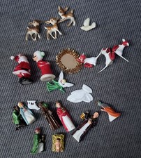 Vtg Mini Celluloid Christmas Reindeer Nativity Kissing Santa Lot Of 21 picture