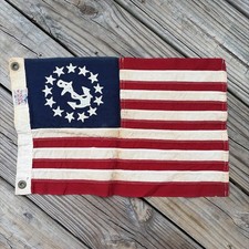 Vintage 13 Star Anchor Boat Flag 12x18 STORM KING stitched EMBROIDERED USA picture
