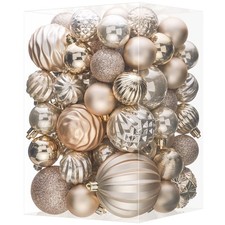 47CT Christmas Tree Ornaments - Champagne Gold Decorative Balls for Holiday Deco picture