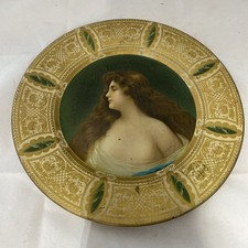 Antique 1905 Dresden Vienna Portrait “Maiden” Tin Lithograph Collection Plate picture