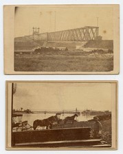 Civil War-era CDV Clinton, Iowa Bridge under construction, Mississippi River picture