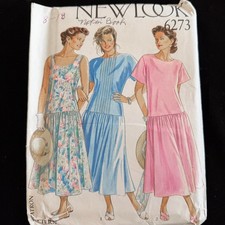 VTG New Look #6273 Drop Waist Dress sz 8-18 FF Uncut picture