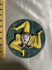 Vintage 2002 Sicilian Ceramic Trinacria 5.5” Signed Vinci Taormina Italy Plaque picture