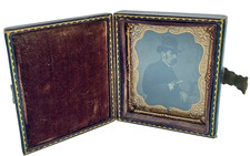 Vintage 19th Century Tintype Tin Type Photograph Embossed Full Case Dapper Man picture