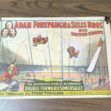 Adam Forepaugh & Sells Bros World Circus Poster Auto Somersault 1960 Ephemera picture