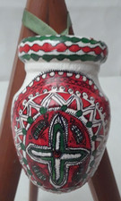 1987 Vintage Hand Painted Ukrainian Wooden Christmas Tree Ornaments Signed picture