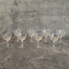 Vintage Fostoria Romance Etched Shebert Glasses Set of 8 Elegant Clear Crystal picture