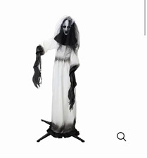 Halloween Animatronic Bride Prop 5.7 ft Haunted Decoration, White/Black creepy picture