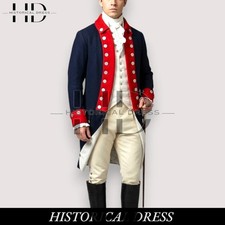 British Colonial American Revolution Officer Coat Navy Blue Wool Men Frock coat picture