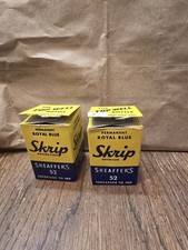 Vintage Lot of 2 Sheaffer's Skrip Ink Bottles #52 Royal Blue w/ Boxes 1950s picture