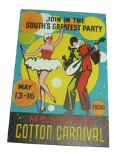 1936 Memphis Cotton Carnival Small Poster Card Souths Greatest Party Art Vtg picture