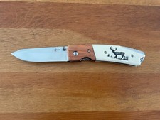 3.74-inch Folding Pocket Knife Navaja Wood and ABS Scales Deer Design From Spain picture