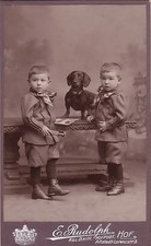 Vintage Photo TWINS with their DACHSHUND DOG Image - 5 x 7 inch Print picture