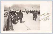 Constantinople Turkey People on Galata Bridge c1910s RPPC Gold Ink Postcard picture