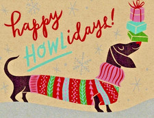 PK of 10-PAPER SOURCE 🩷 CHRISTMAS Cards DACHSHUND Holidays-HAPPY HOWLidays- NEW picture