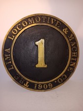 Vintage 1909 Lima Locomotive & Machine Co Wood Plaque Sign Railroad Wall Decor picture
