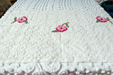 VTG CABIN CRAFTS NEDDLETUFT CHENILLE BEDSPREAD FABRIC 38X20 Inches NOS picture