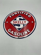 Vintage Skelly Fortified Gasoline, 12” Porcelain Metal Service Station Oil Sign picture
