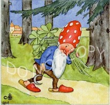 Antique Rare Ida Bohatta: Forest Friends: Good Luck Mushroom: GREETING Card 6318 picture