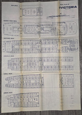 1960's MS Victoria Incres Line Cruise Ship Deck Plan Brochure Ocean Liner Folded picture