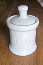 Vintage HALL Pottery #261 MUSTARD JAR With Paddle Spoon Lid Hallmarked picture