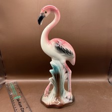 Vintage Pink Flamingo MCM Figurine 9.5” Tall Ceramic  picture