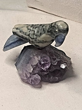 Vibrant Hand Carved Parrot in Sodolite Tree Agate 3