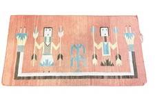 Vintage Navajo Yei Pictorial Wool Rug Tapestry Native American Wall Hanging picture