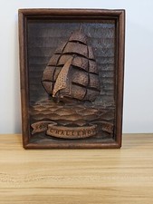Old Vintage Wood Carved 1851-1876 CHALLENGE Wall Hanging 8.25 x 6.25 Inches picture