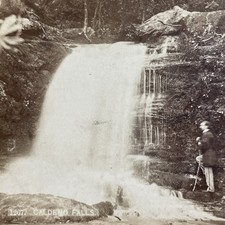 Caldeno Falls Stereoview Orion View Co. Rochester NY Waterfall Man Nature picture