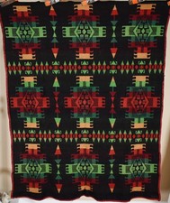 RARE Vintage Wool Pendleton Cayuse 9-Element Antique Blanket, Indian Design picture