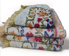 Vintage x4 Fieldcrest Alphabet Sampler Towels 100% Cotton Cottagecore Dutch Soft picture