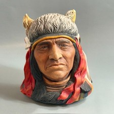 Vintage Bosson Chalkware Legend Face Figurine England Crazy Horse SIGNED 1984 picture