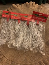 New Vintage Silvestri Clear White Iridescent Beaded Christmas Garland 8 Foot (4) picture