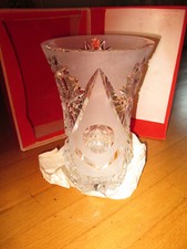 YUGOSLAVIAN Hand Cut Kristal Cuk Led Crystal Grand Vase Frosted RARE ILLUMINATI picture