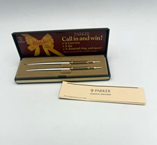 Vintage 1980’s Parker Vintage Metal 2-Piece Pen & Pencil Set w/ Case/Box Insert picture